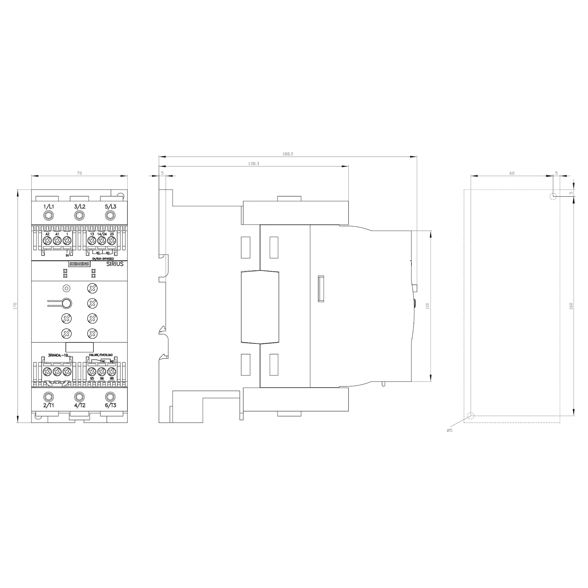 3RW4046-1BB14_Устройство плавного пуска SIRIUS 45кВт 80А 380В габарит S3 базовый функционал_3