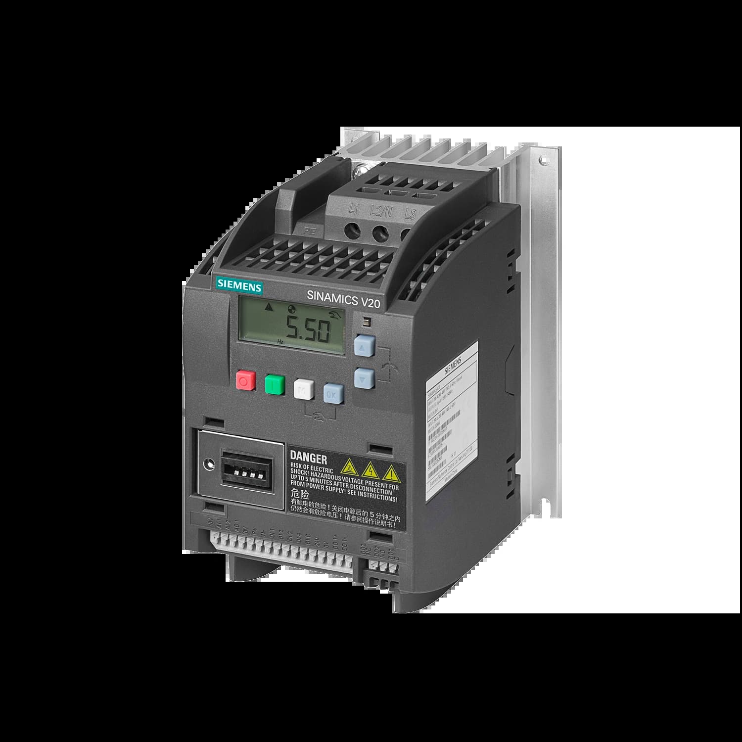 6SL3210-5BE13-7UV0_Преобразователь частоты SINAMICS V20 0.37 кВт 380В Modbus-RTU без ЭМС фильтра