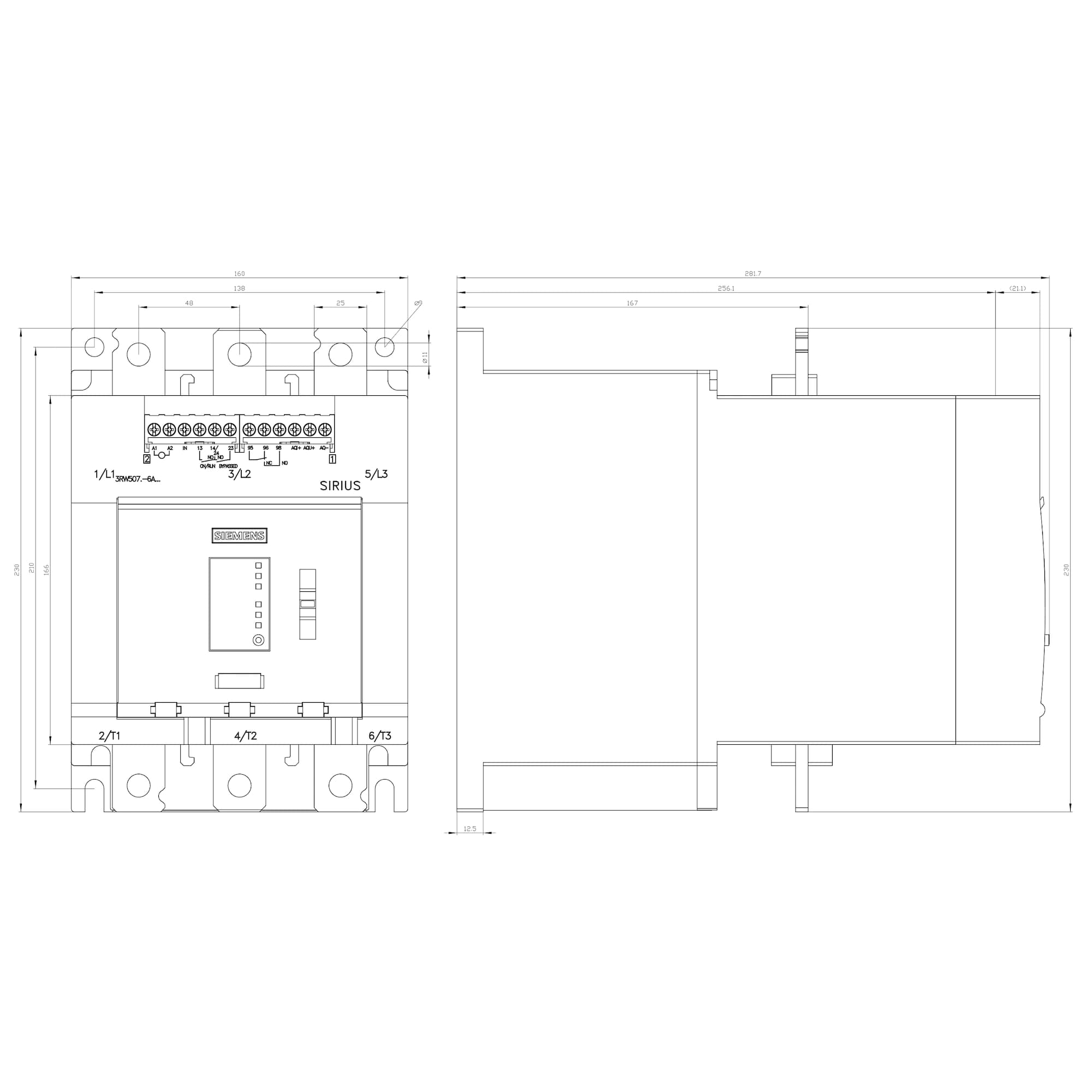 3RW5075-6AB14_Устройство плавного пуска SIRIUS 200кВт 370А 380В базовый функционал_2
