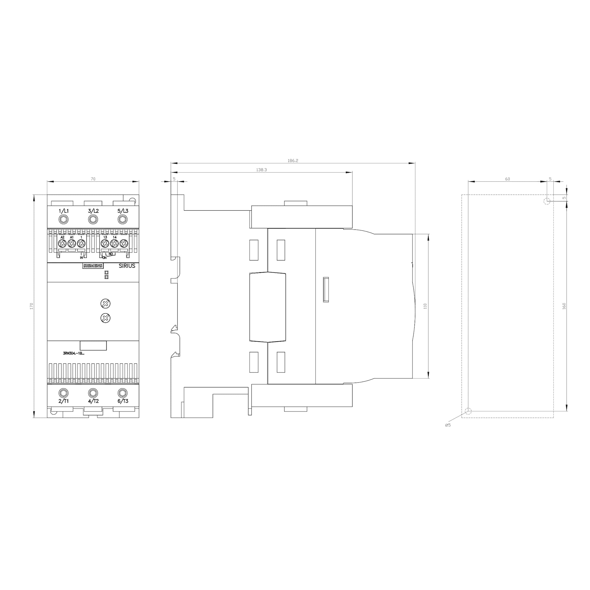 3RW3047-1BB14_Устройство плавного пуска SIRIUS 55кВт 106А 380В габарит S3 базовый функционал_2