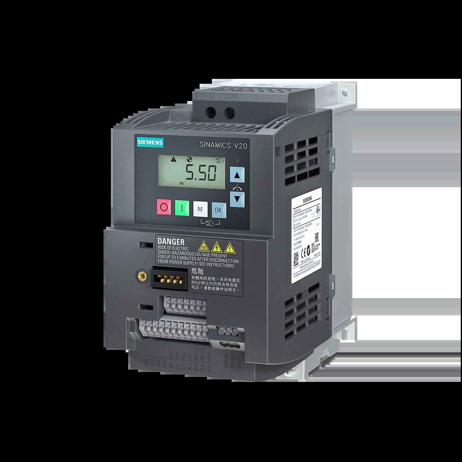 6SL3210-5BB21-5BV1_Преобразователь частоты SINAMICS V20 1.5 кВт 220В Modbus-RTU c ЭМС фильтром C1_1