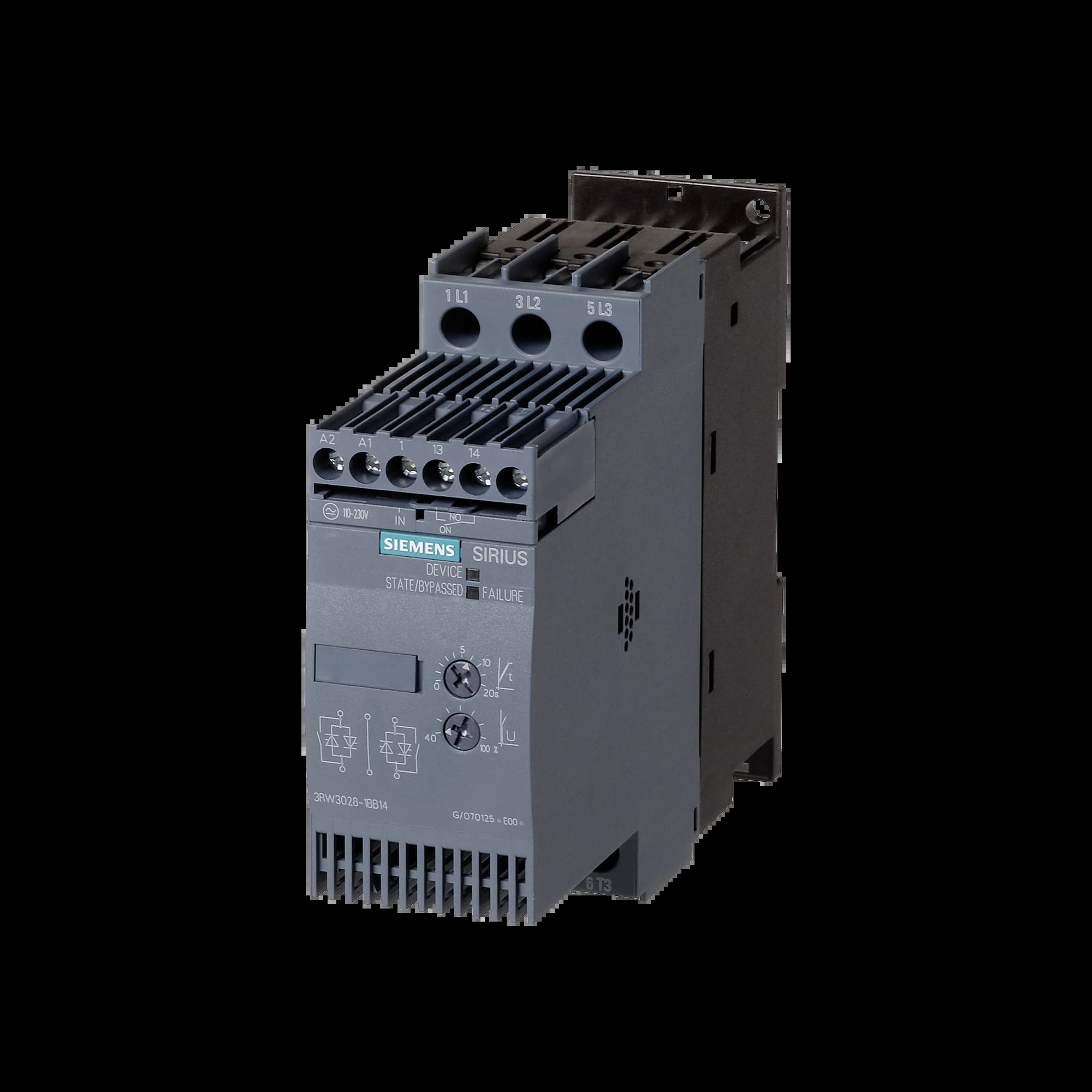 3RW3028-1BB14_Устройство плавного пуска SIRIUS 18.5кВт 38А 380В габарит S0 базовый функционал_2