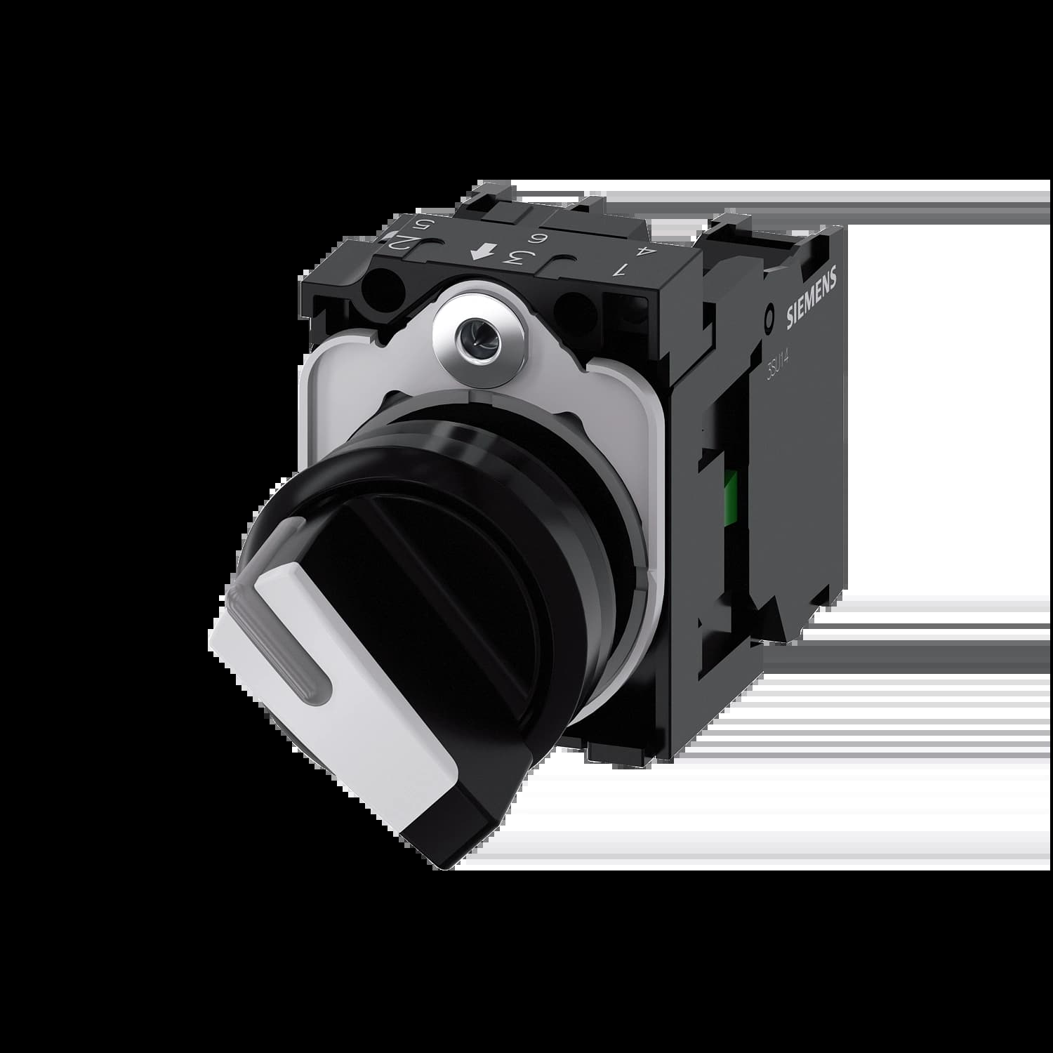 3SU1100-2BF60-1MA0_Переключатель, черный, с фиксацией, 2 положения, 1НО + 1НЗ