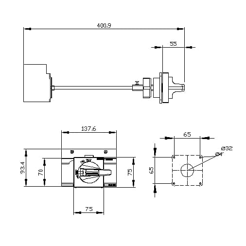 3VA9467-0FK21_Привод поворотный на дверь для 3VA1/2 габарит 400/630