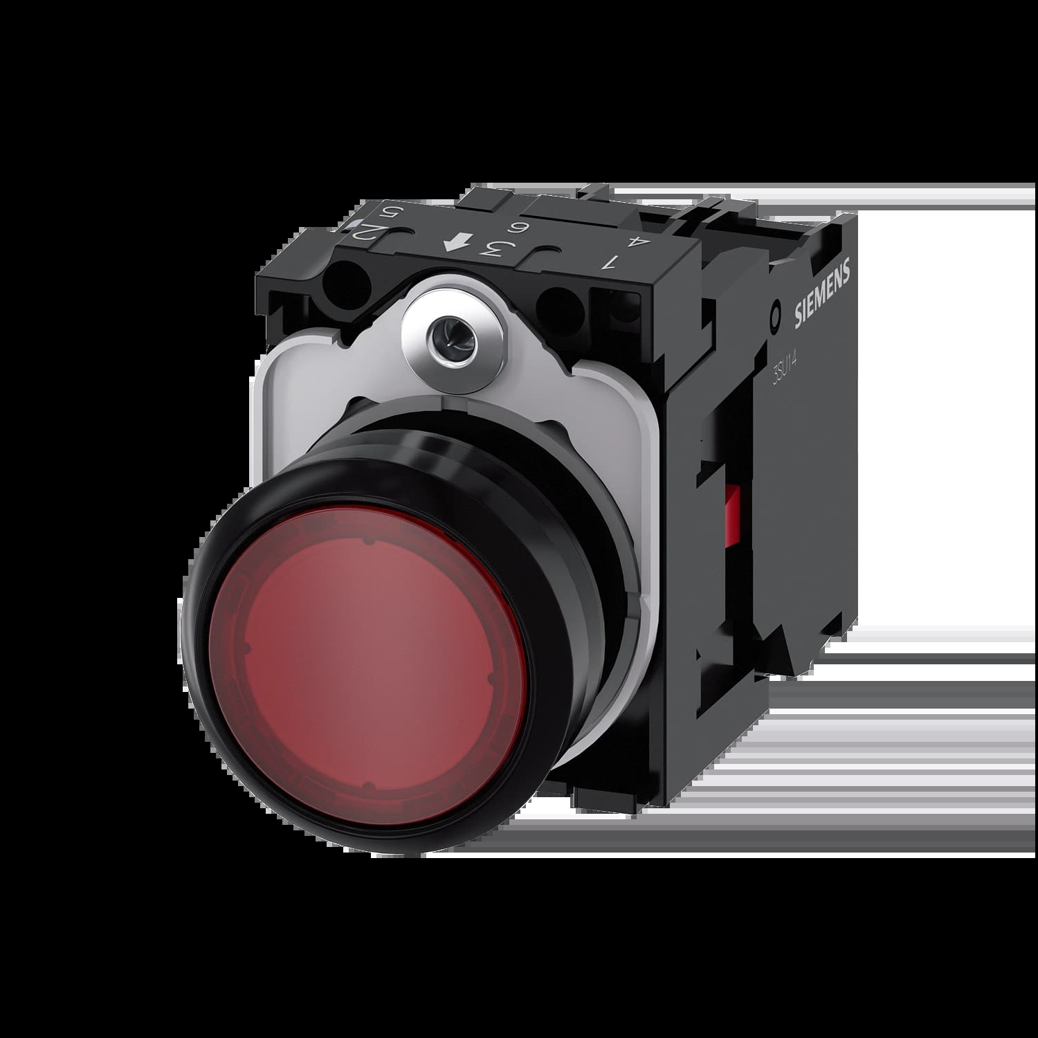 3SU1102-0AB20-1CA0_Кнопка с подсветкой 24В AC/DC, красная, без фиксации, 1НЗ