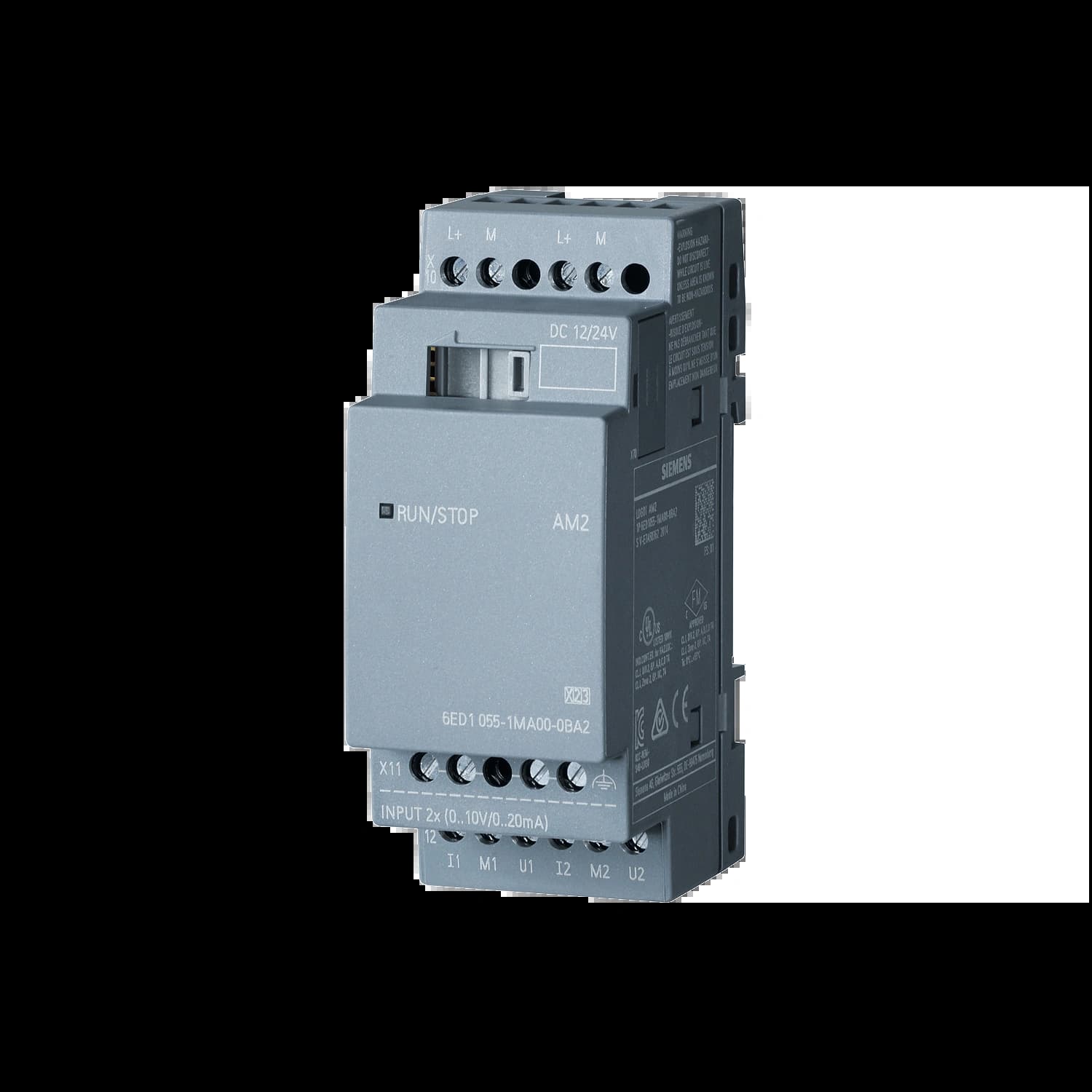 6ED1055-1MA00-0BA2_Модуль расширения LOGO! AM2, 2 MW, 12/24 В, 2AI, 0-10 В, 0/4-20 мА