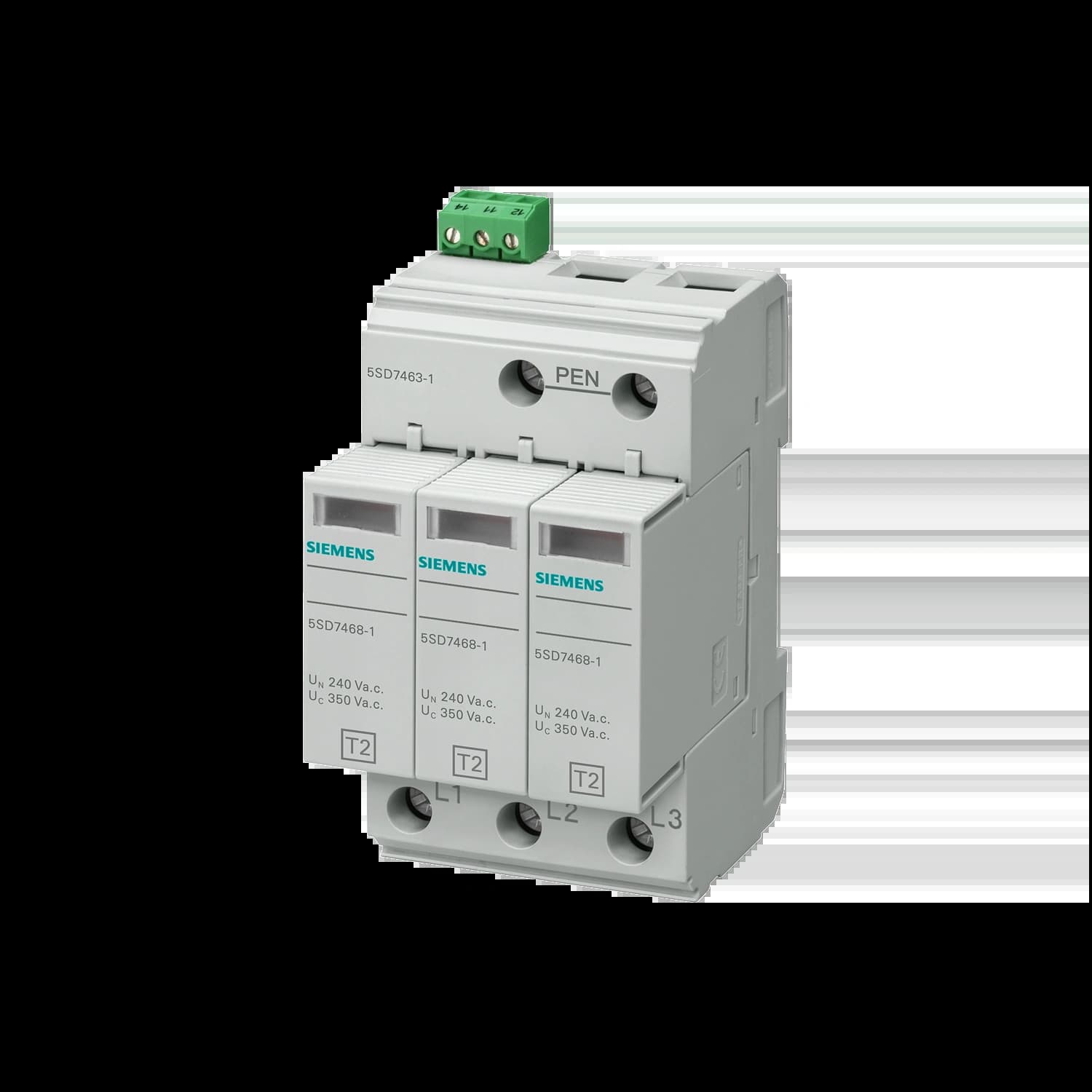 5SD7463-1_УЗИП, 3MW, тип 2, 3-Р, для систем TN-С, с дист. сигнализацией