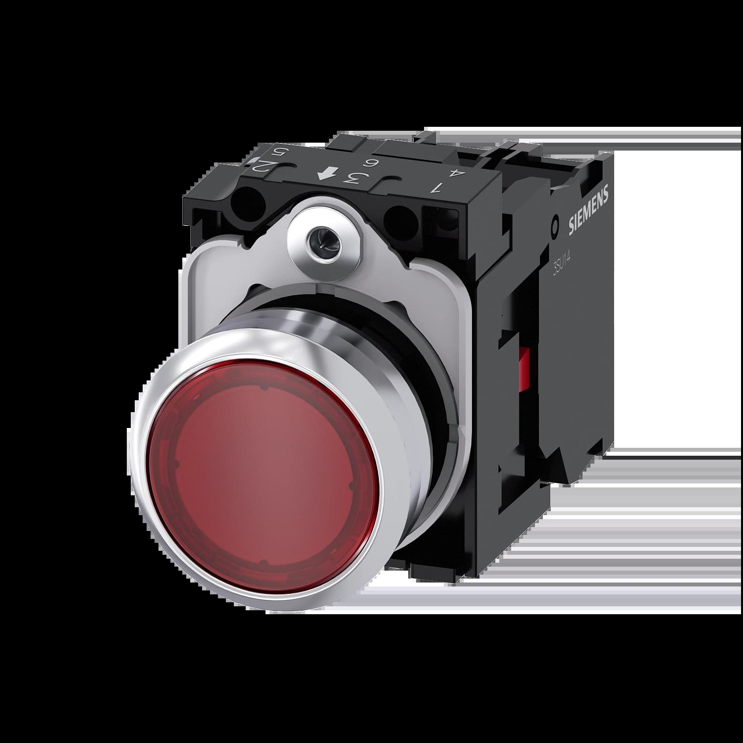 3SU1156-0AB20-1CA0_Кнопка с подсветкой 230В AC, красная, без фиксации, 1НЗ