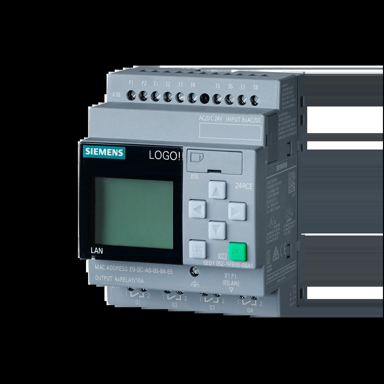6ED1052-1HB08-0BA2_Логический модуль c дисплеем LOGO! 24RCE, 4 MW, 8DI/4DO_1